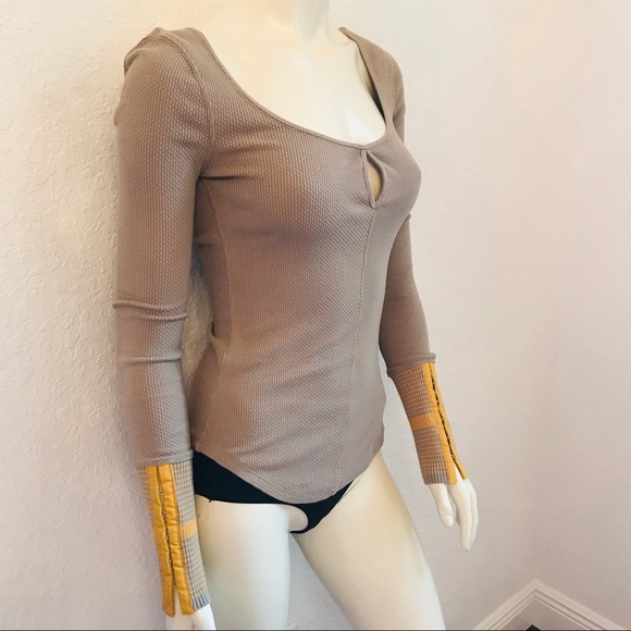 Free People NWT Mod Stripe Cuff Thermal Top - Picture 9 of 16